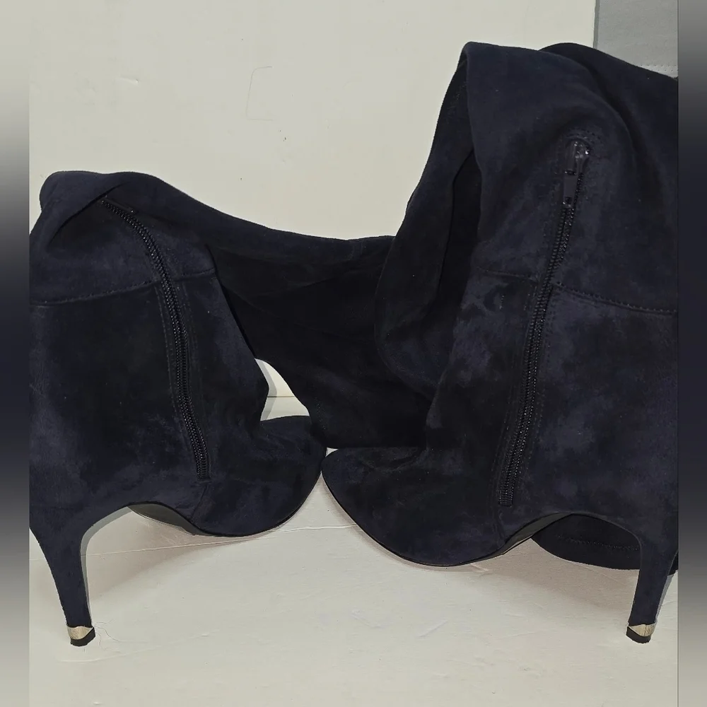 Call It SPRING Womens Dark Blue Knee High Boots Heels Pumps Size 8.5